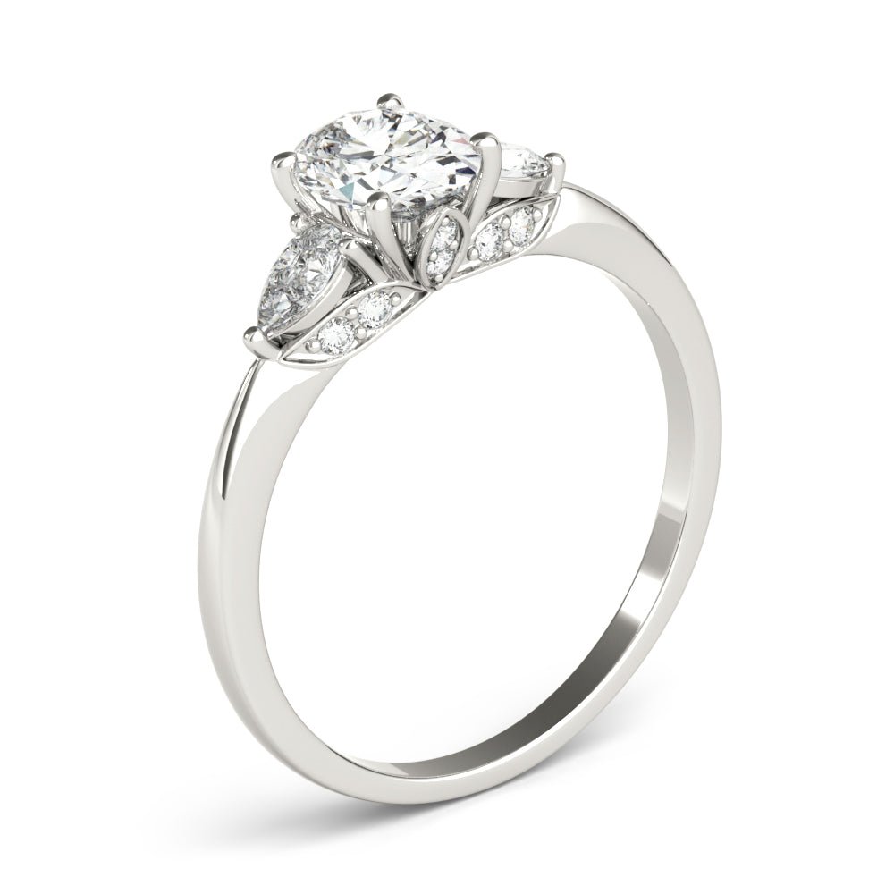 Oval Center Pear Side Stone Engagement Ring - Diamonds By Rothschild