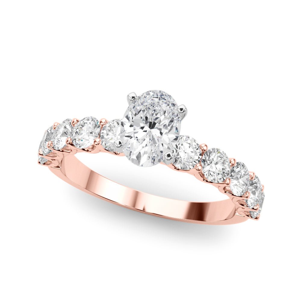 Oval Center Ring with Large Pavé Shank - Diamonds By Rothschild