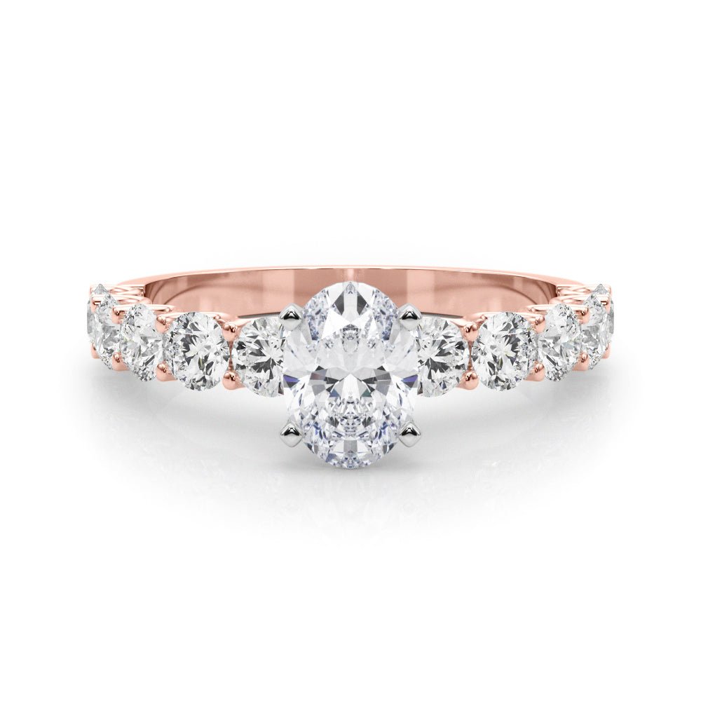 Oval Center Ring with Large Pavé Shank - Diamonds By Rothschild