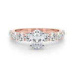 Oval Center Ring with Large Pavé Shank - Diamonds By Rothschild