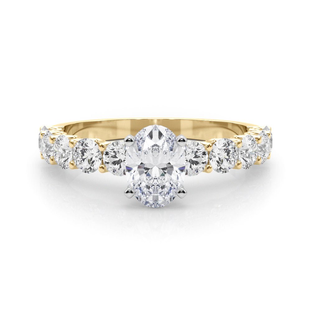 Oval Center Ring with Large Pavé Shank - Diamonds By Rothschild