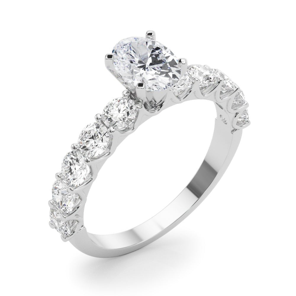 Oval Center Ring with Large Pavé Shank - Diamonds By Rothschild