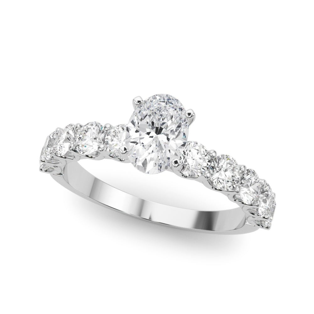 Oval Center Ring with Large Pavé Shank - Diamonds By Rothschild