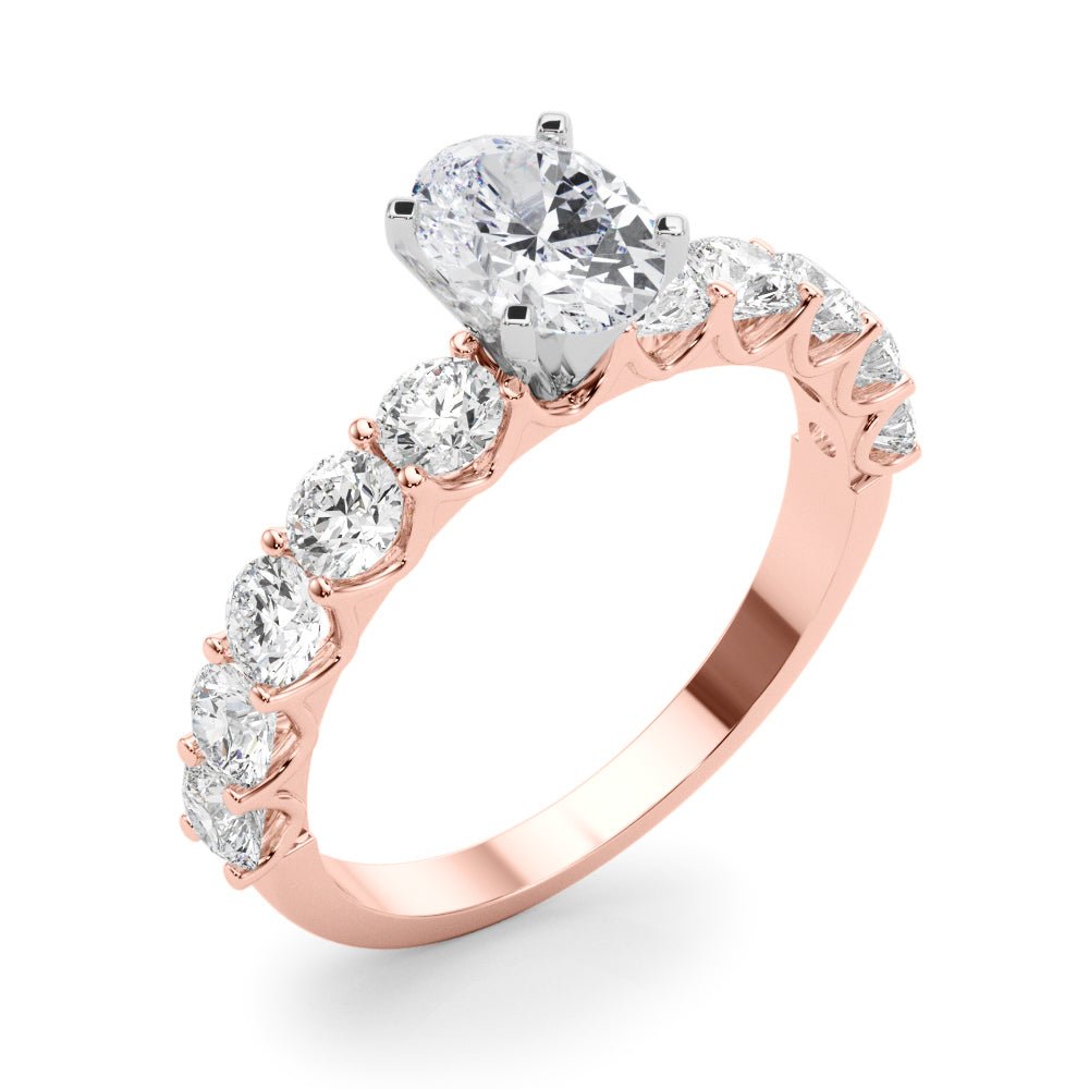 Oval Center Ring with Large Pavé Shank - Diamonds By Rothschild
