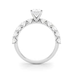 Oval Center Ring with Large Pavé Shank - Diamonds By Rothschild