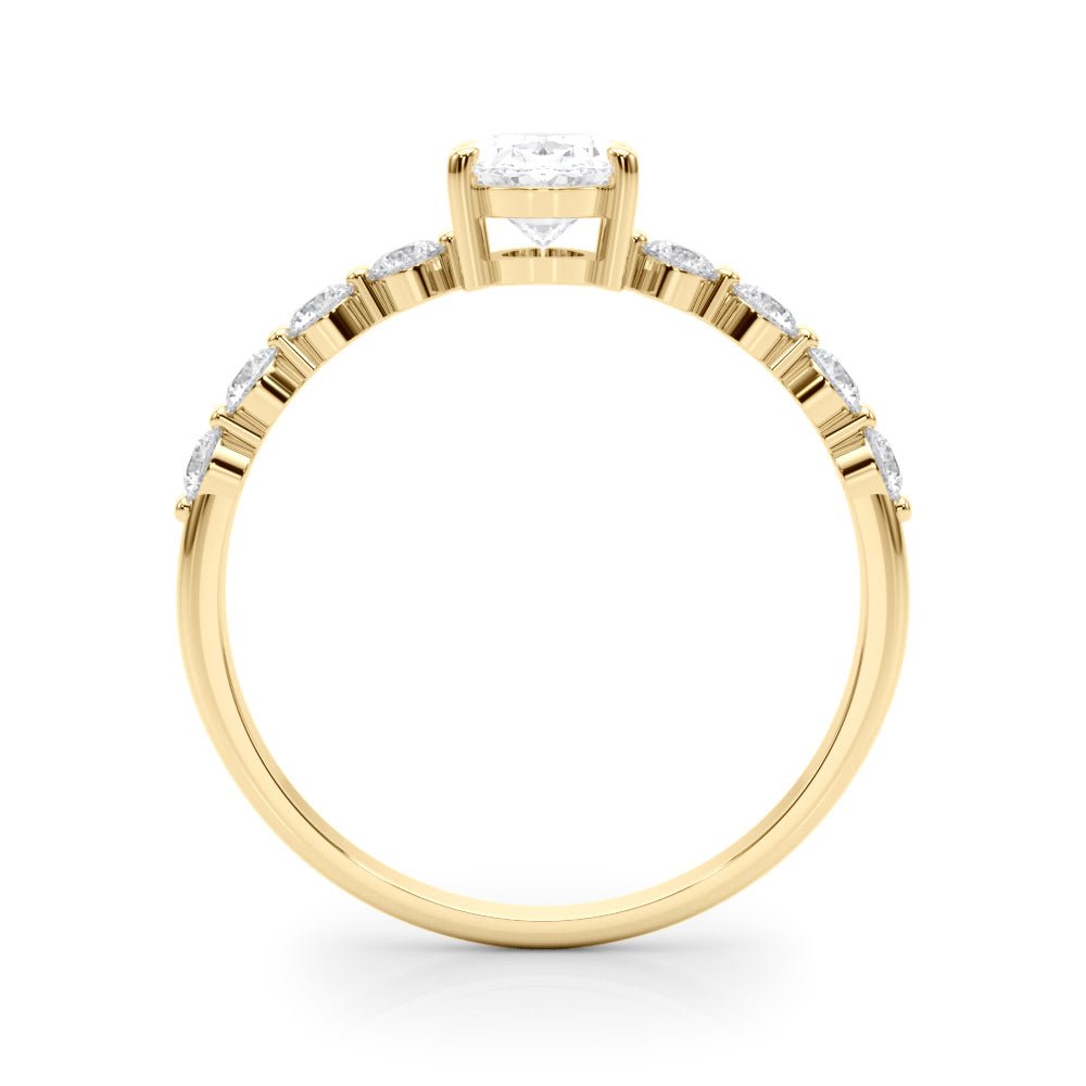 Oval Center Ring with Smaller Round Stones Along the Shank - Diamonds By Rothschild