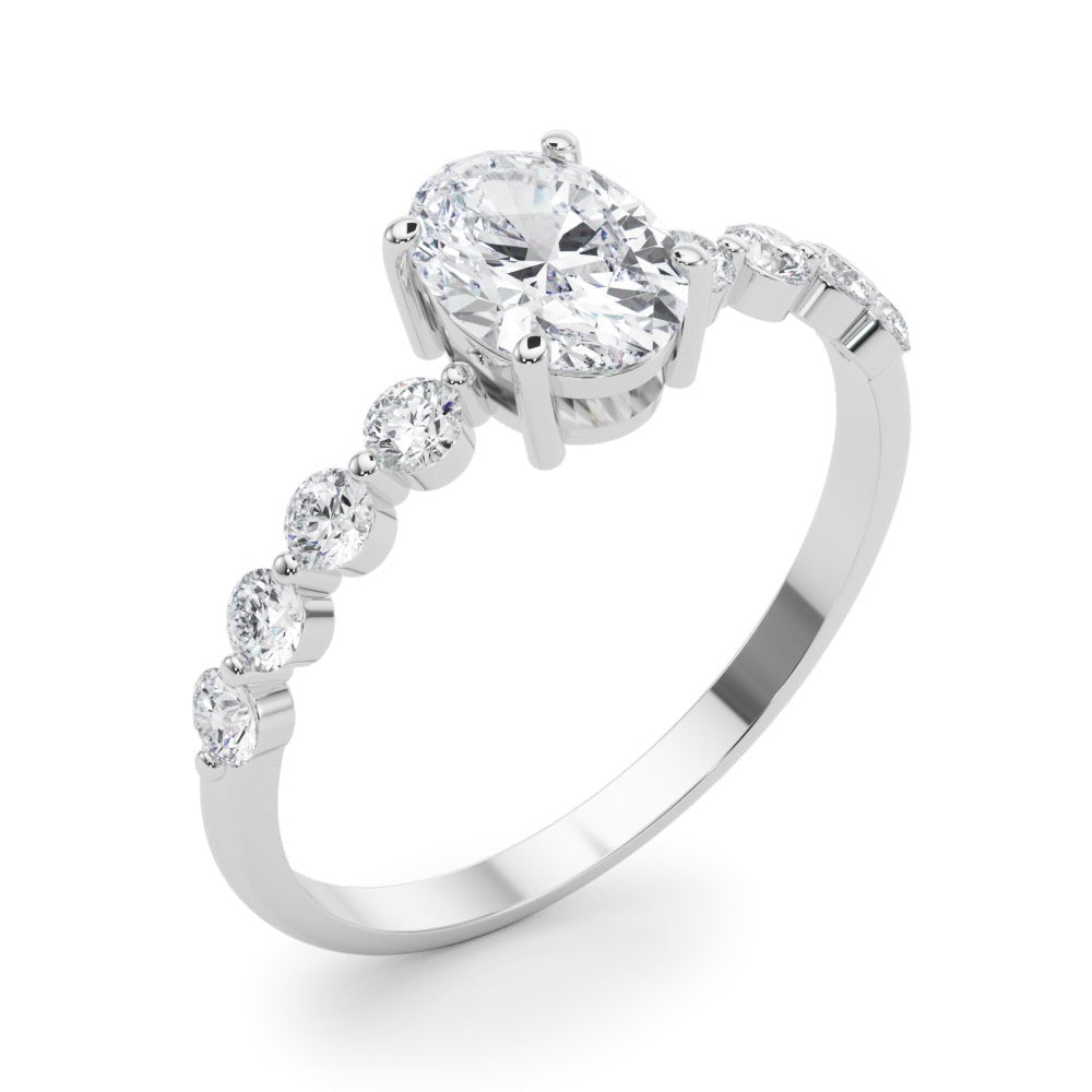 Oval Center Ring with Smaller Round Stones Along the Shank - Diamonds By Rothschild