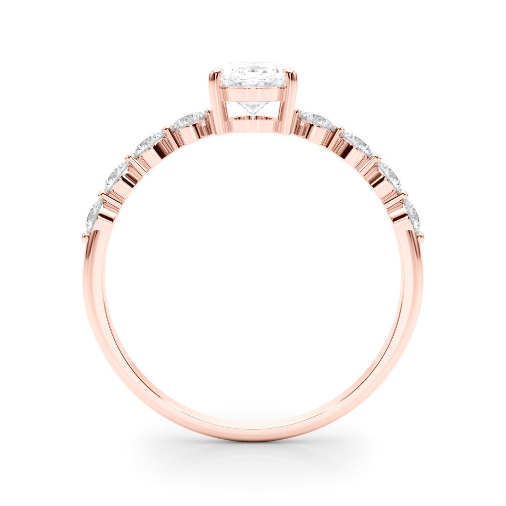 Oval Center Ring with Smaller Round Stones Along the Shank - Diamonds By Rothschild