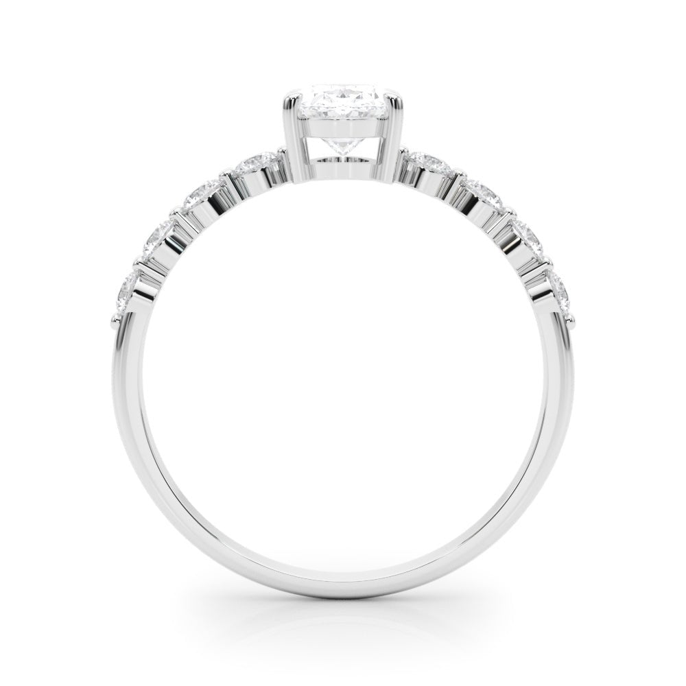 Oval Center Ring with Smaller Round Stones Along the Shank - Diamonds By Rothschild