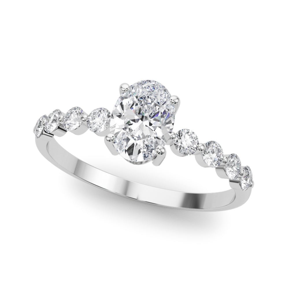 Oval Center Ring with Smaller Round Stones Along the Shank - Diamonds By Rothschild
