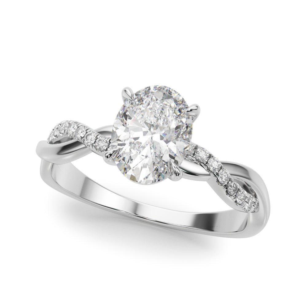 Oval Center Twisted Pave Shank Engagement Ring - Diamonds By Rothschild