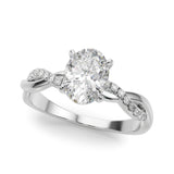 Oval Center Twisted Pave Shank Engagement Ring - Diamonds By Rothschild