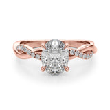 Oval Center Twisted Pave Shank Engagement Ring - Diamonds By Rothschild