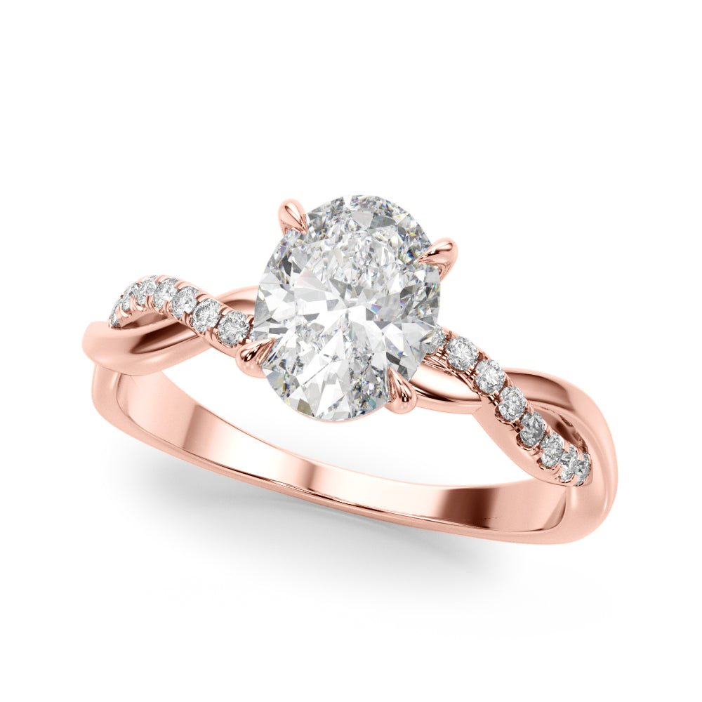 Oval Center Twisted Pave Shank Engagement Ring - Diamonds By Rothschild