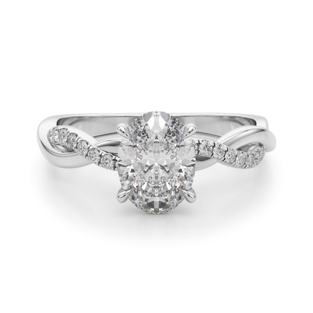 Oval Center Twisted Pave Shank Engagement Ring - Diamonds By Rothschild