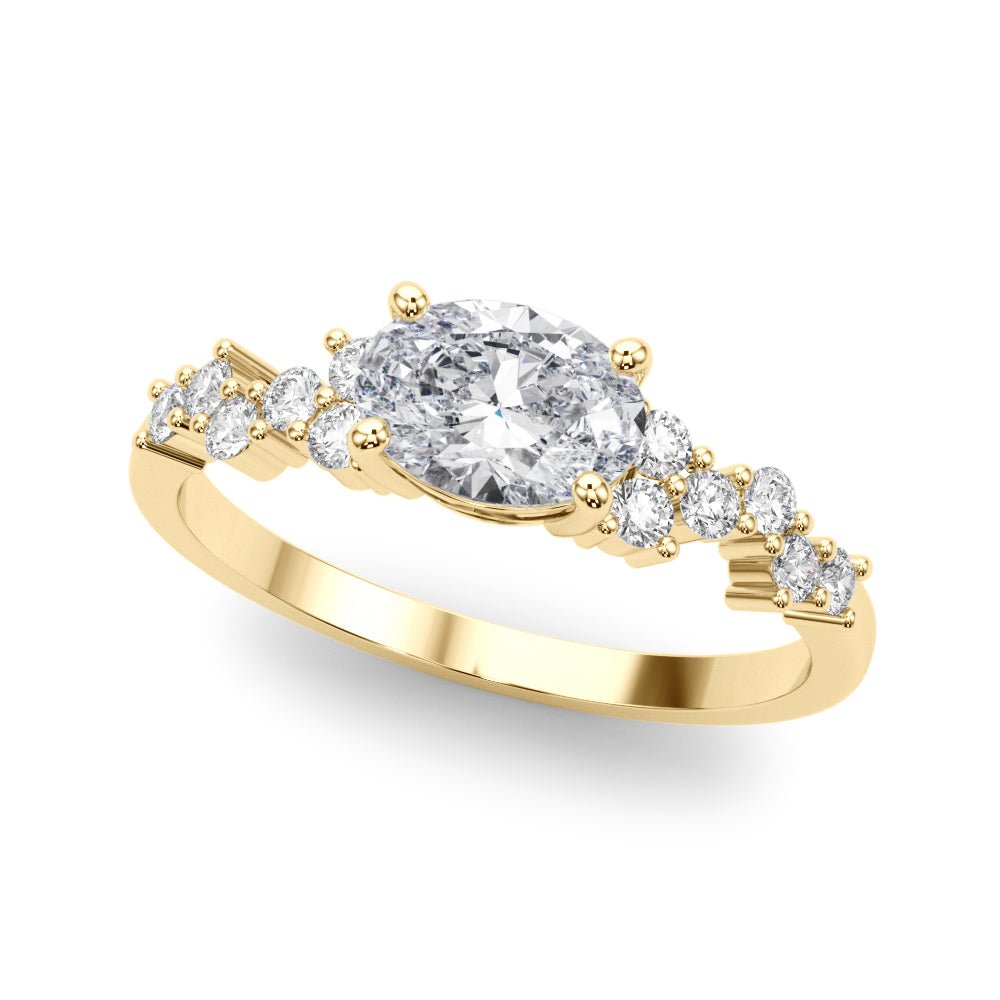 Oval Center with Smaller Side Stones Engagement Ring - Diamonds By Rothschild