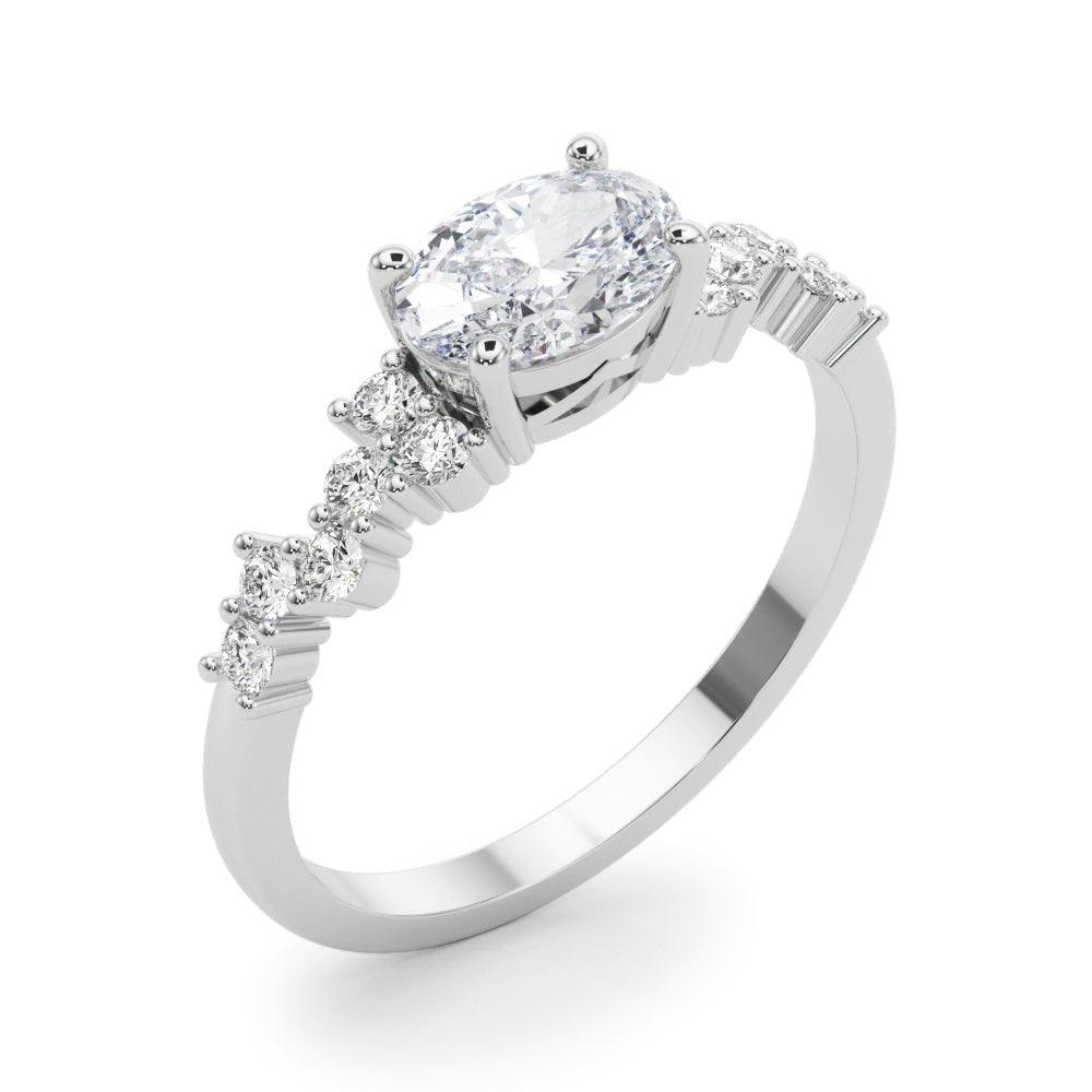 Oval Center with Smaller Side Stones Engagement Ring - Diamonds By Rothschild