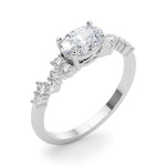Oval Center with Smaller Side Stones Engagement Ring - Diamonds By Rothschild