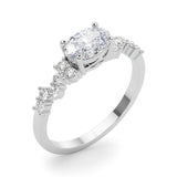 Oval Center with Smaller Side Stones Engagement Ring - Diamonds By Rothschild