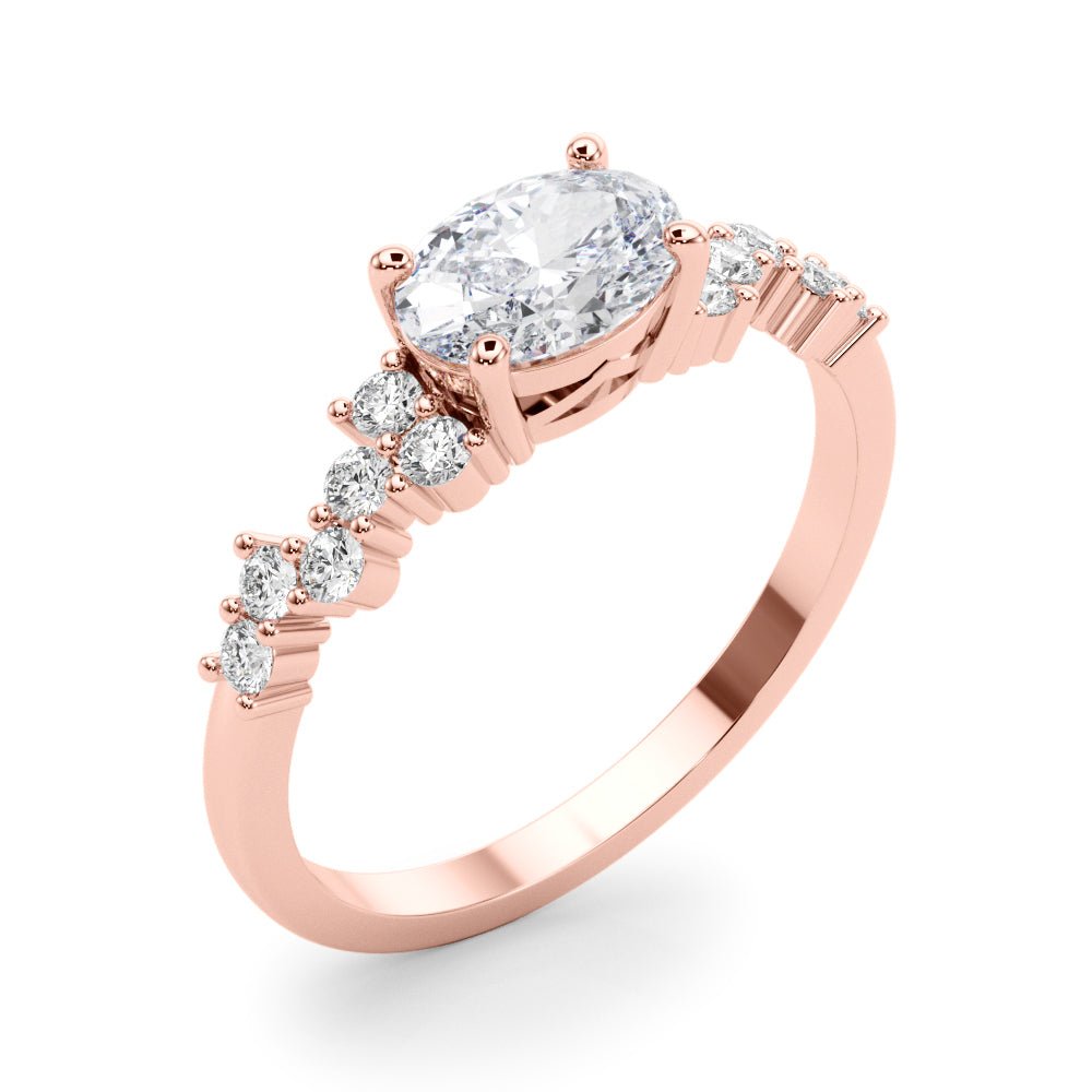 Oval Center with Smaller Side Stones Engagement Ring - Diamonds By Rothschild