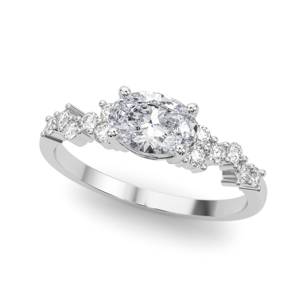 Oval Center with Smaller Side Stones Engagement Ring - Diamonds By Rothschild