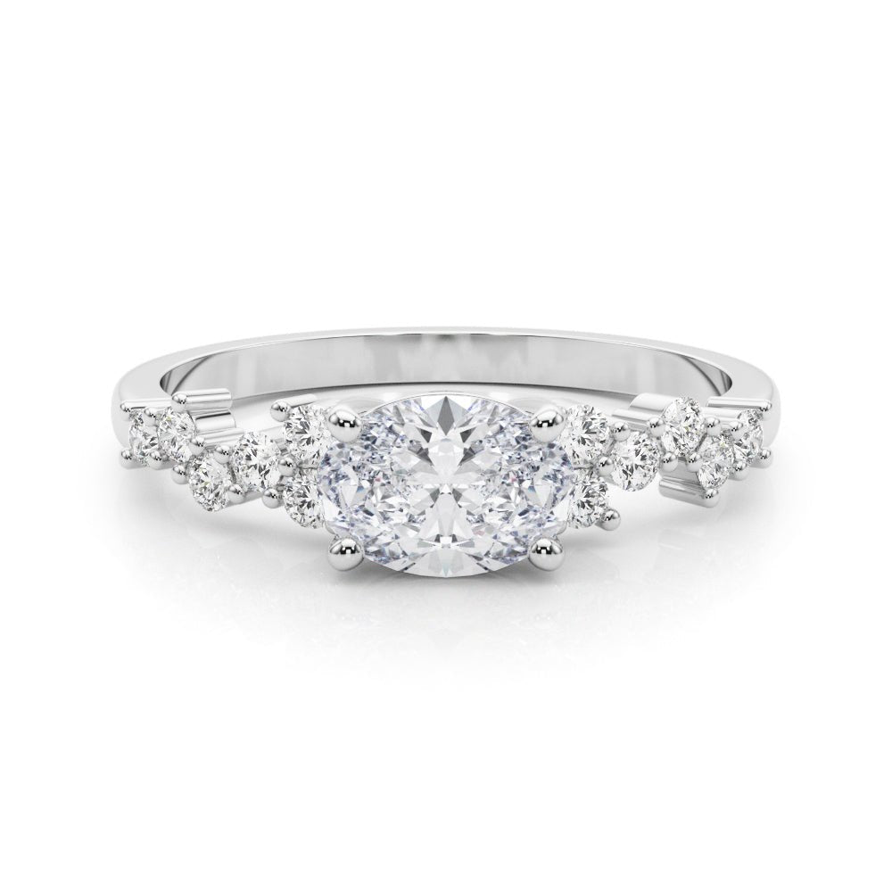 Oval Center with Smaller Side Stones Engagement Ring - Diamonds By Rothschild