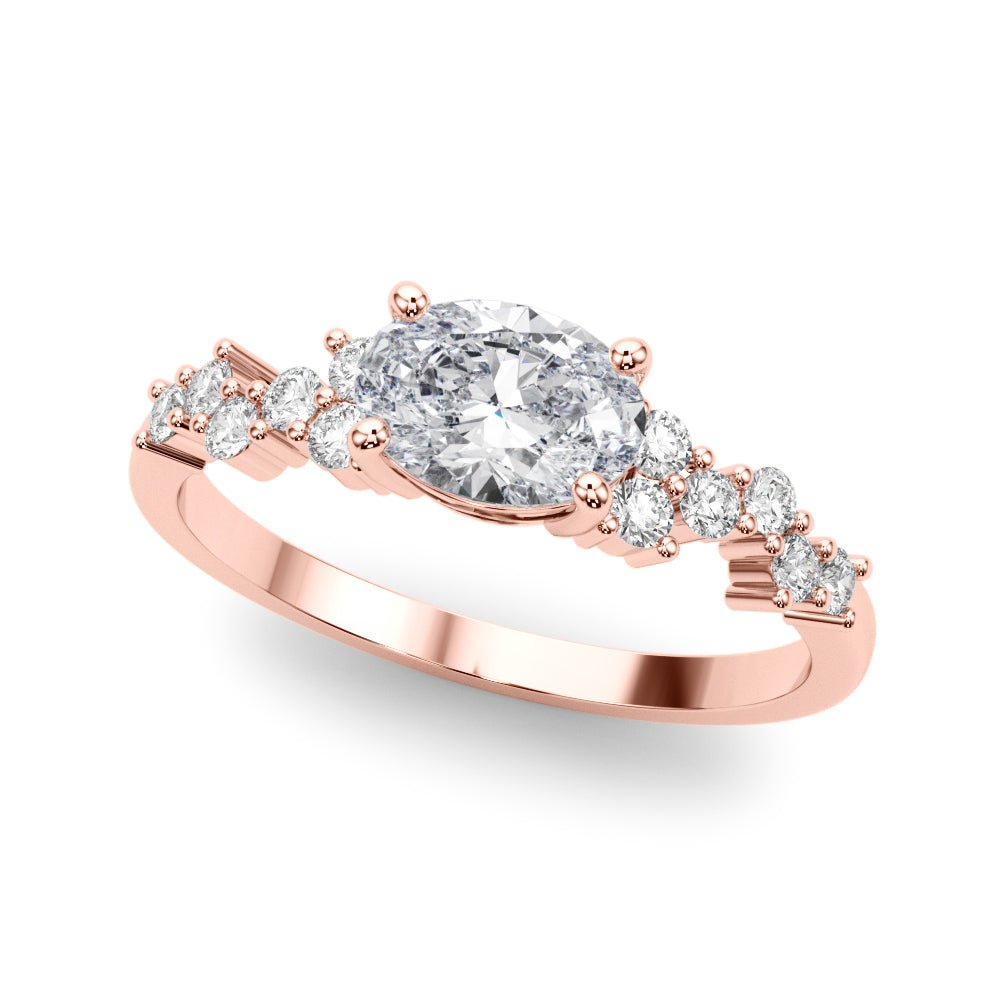 Oval Center with Smaller Side Stones Engagement Ring - Diamonds By Rothschild