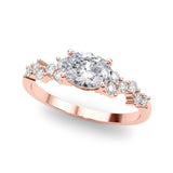 Oval Center with Smaller Side Stones Engagement Ring - Diamonds By Rothschild