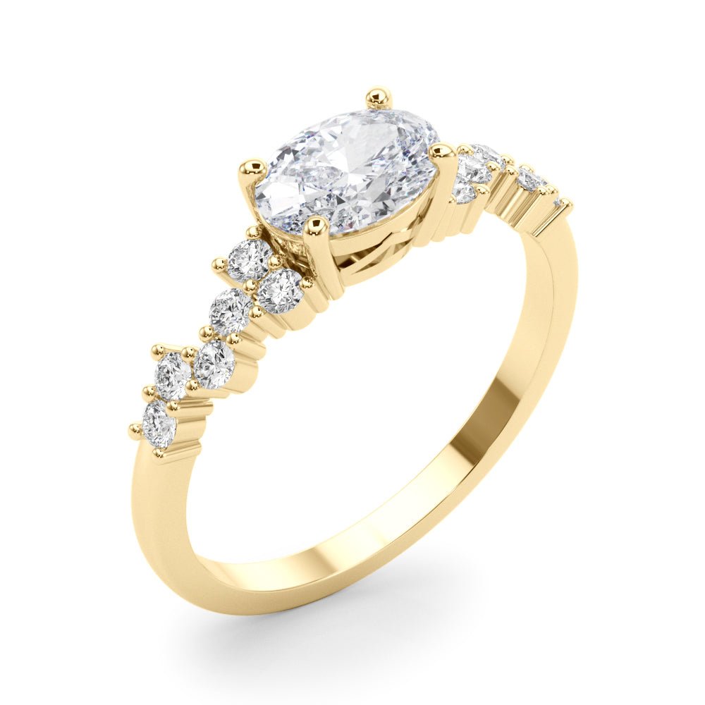 Oval Center with Smaller Side Stones Engagement Ring - Diamonds By Rothschild