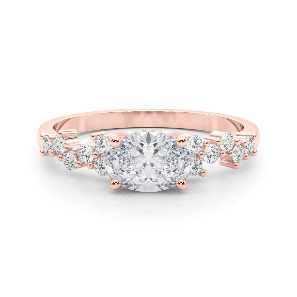 Oval Center with Smaller Side Stones Engagement Ring - Diamonds By Rothschild
