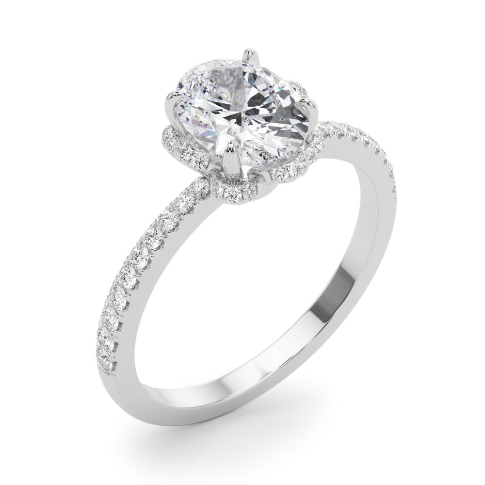 Oval Floral Halo Pavé Engagement Ring - Diamonds By Rothschild