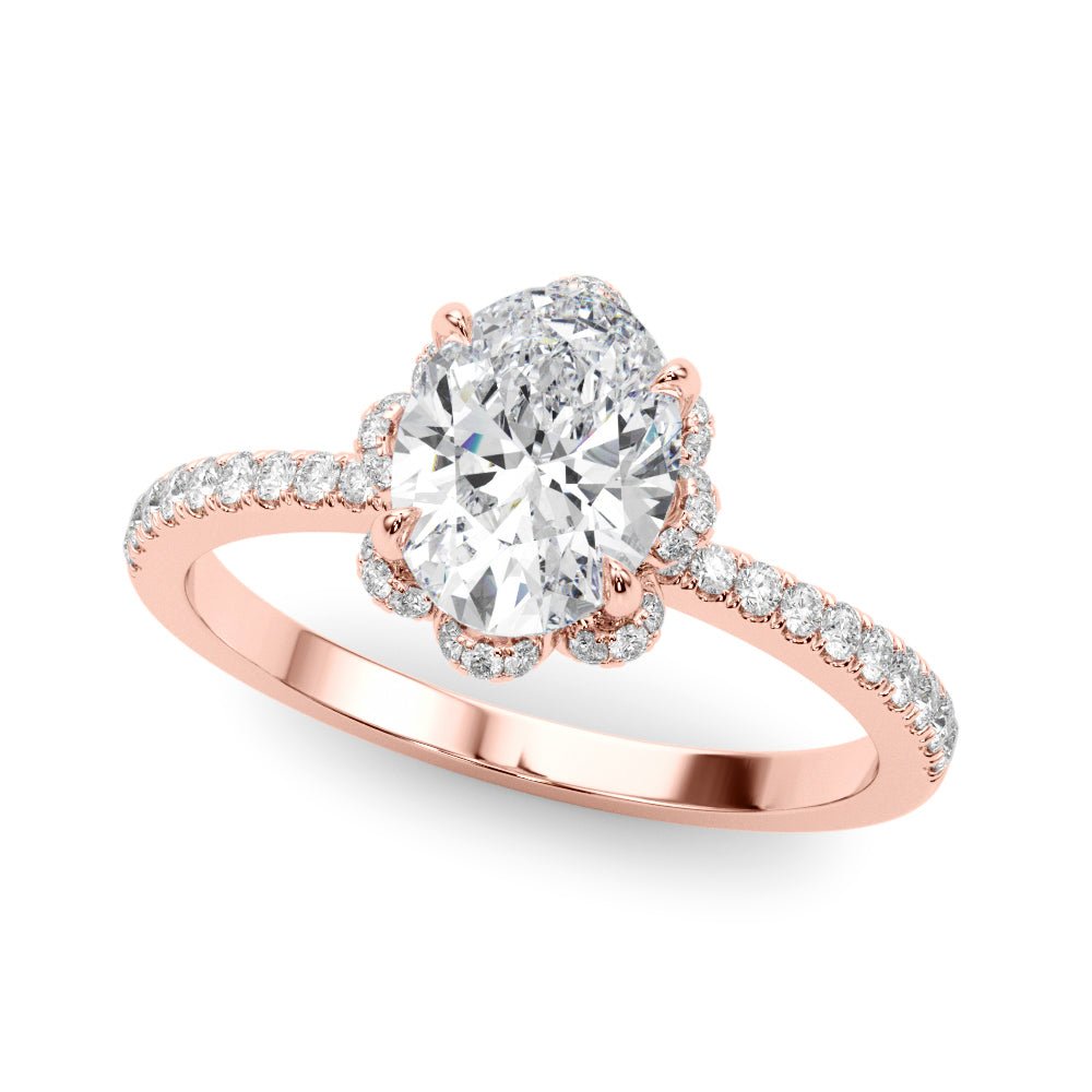 Oval Floral Halo Pavé Engagement Ring - Diamonds By Rothschild