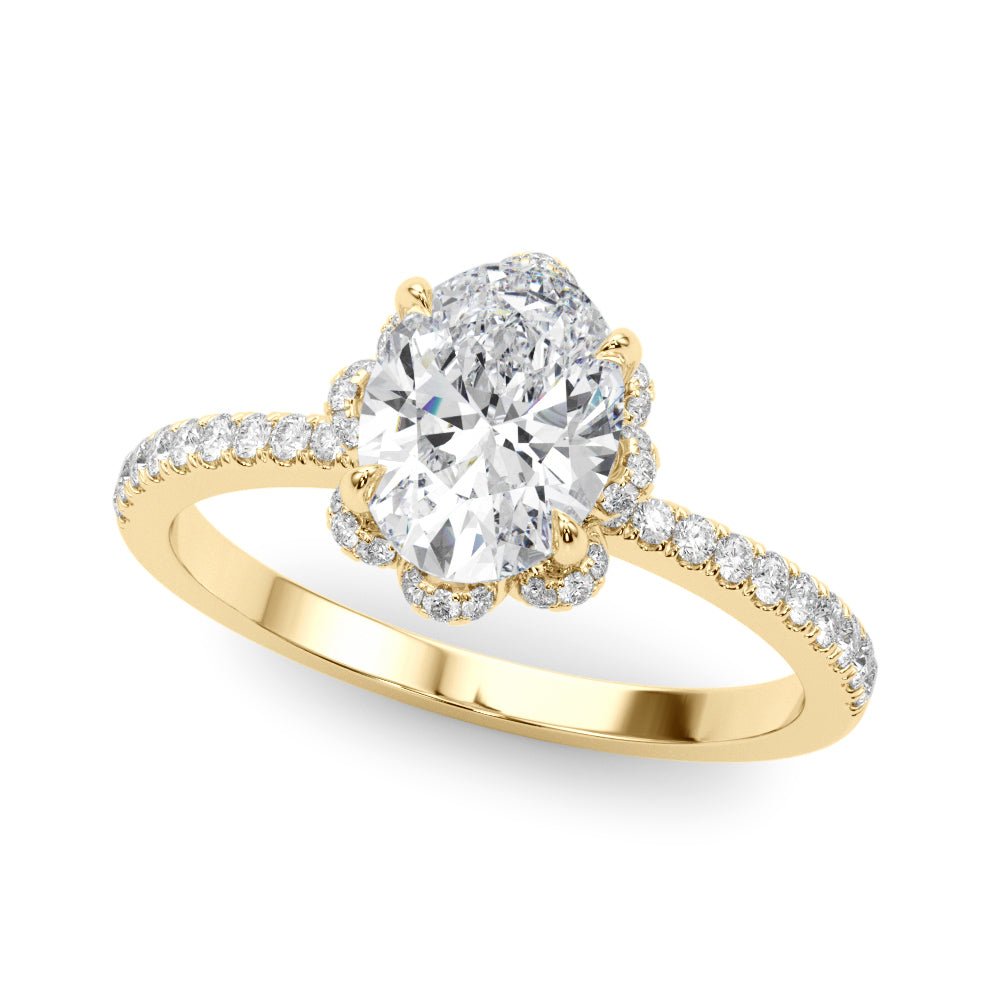 Oval Floral Halo Pavé Engagement Ring - Diamonds By Rothschild