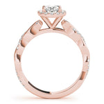 Oval Halo Ring with Braided Pavé Shank - Diamonds By Rothschild