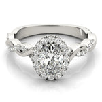 Oval Halo Ring with Braided Pavé Shank - Diamonds By Rothschild