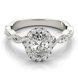 Oval Halo Ring with Braided Pavé Shank - Diamonds By Rothschild