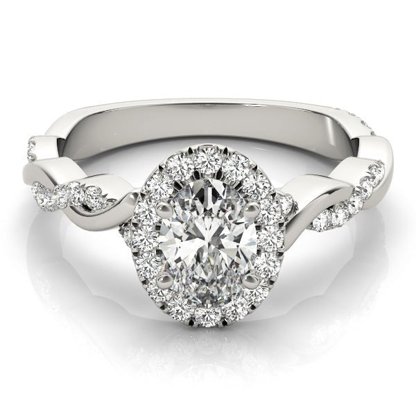 Oval Halo Ring with Braided Pavé Shank - Diamonds By Rothschild