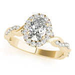 Oval Halo Ring with Braided Pavé Shank - Diamonds By Rothschild