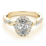 Oval Halo Ring with Braided Pavé Shank - Diamonds By Rothschild