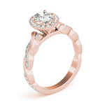 Oval Halo Ring with Braided Pavé Shank - Diamonds By Rothschild