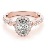 Oval Halo Ring with Braided Pavé Shank - Diamonds By Rothschild