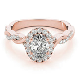 Oval Halo Ring with Braided Pavé Shank - Diamonds By Rothschild