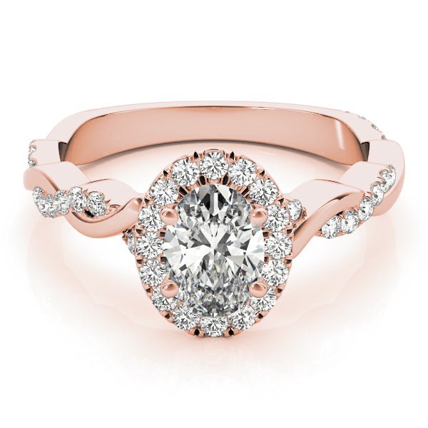 Oval Halo Ring with Braided Pavé Shank - Diamonds By Rothschild