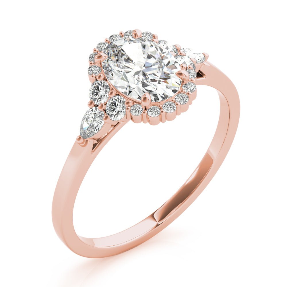 Oval Halo Side Stone Engagement Ring - Diamonds By Rothschild