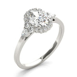 Oval Halo Side Stone Engagement Ring - Diamonds By Rothschild