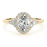 Oval Halo Side Stone Engagement Ring - Diamonds By Rothschild