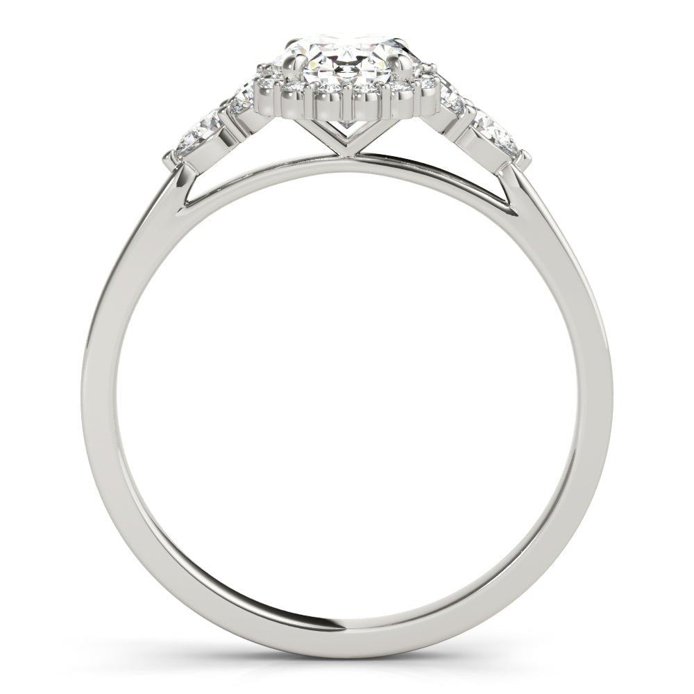 Oval Halo Side Stone Engagement Ring - Diamonds By Rothschild