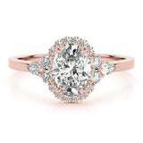 Oval Halo Side Stone Engagement Ring - Diamonds By Rothschild
