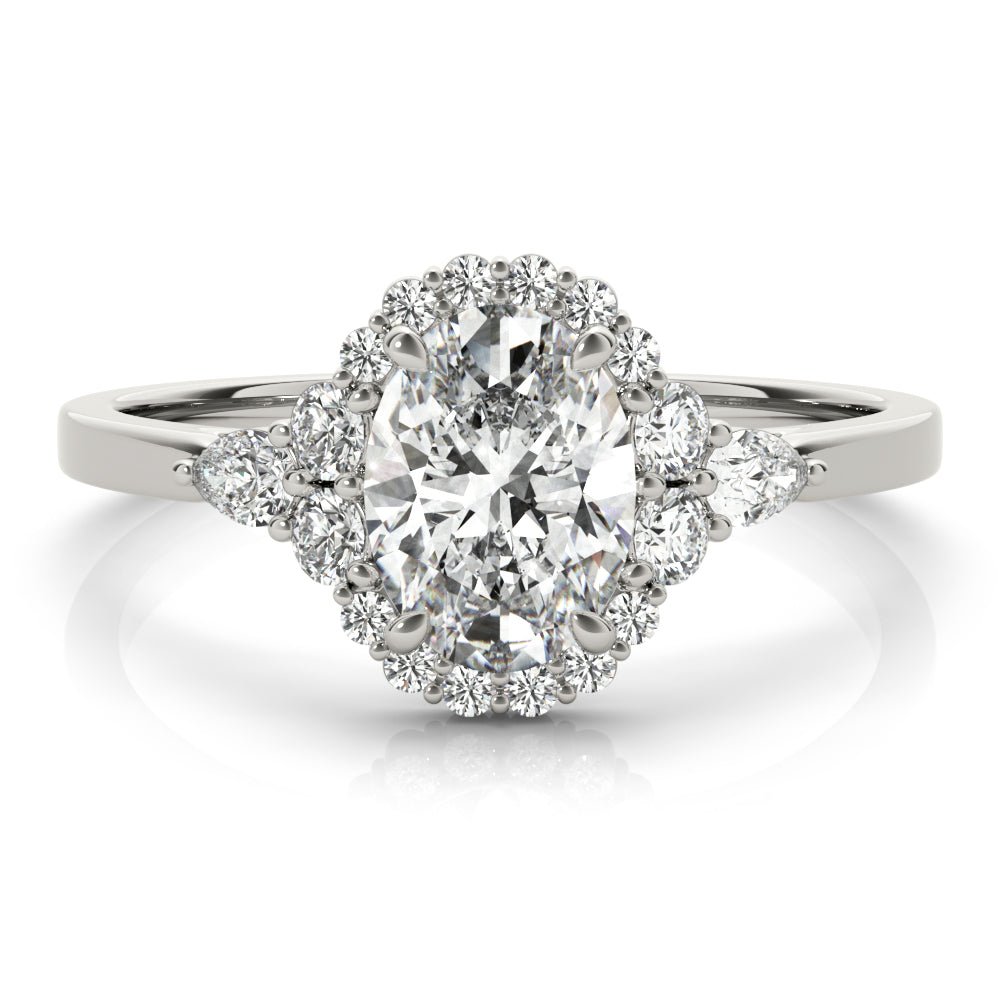 Oval Halo Side Stone Engagement Ring - Diamonds By Rothschild