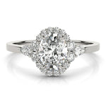 Oval Halo Side Stone Engagement Ring - Diamonds By Rothschild